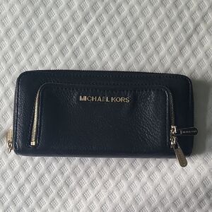 Michael Kors Midnight Leather Zip Wallet